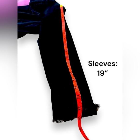 Velvet Blazer Suit‎ Jacket Mesh Trim Ruffle Two Button Front Pocket Size 2 - Picture 7 of 10